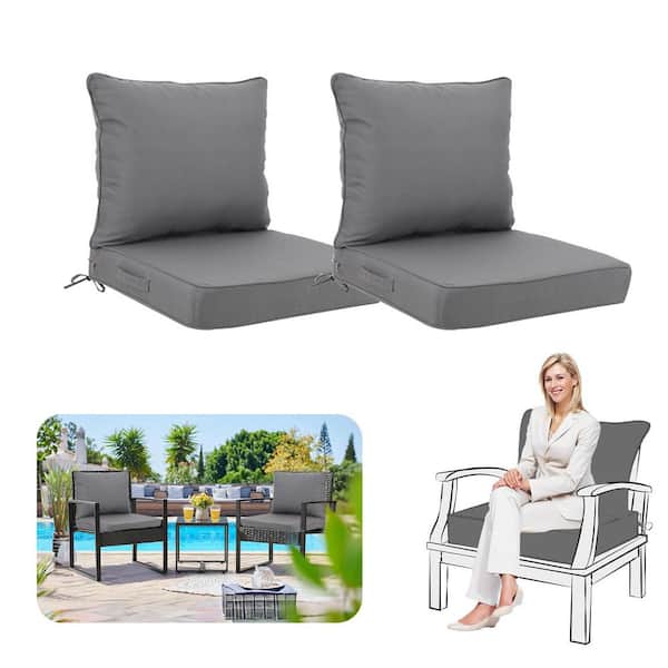 YLLN 24 in x 24 in x 4.3 in 4-PC Deep Seating Outdoor Lounge Chair Cushion, Weather-Proof Patio Cushion, Dark Gray