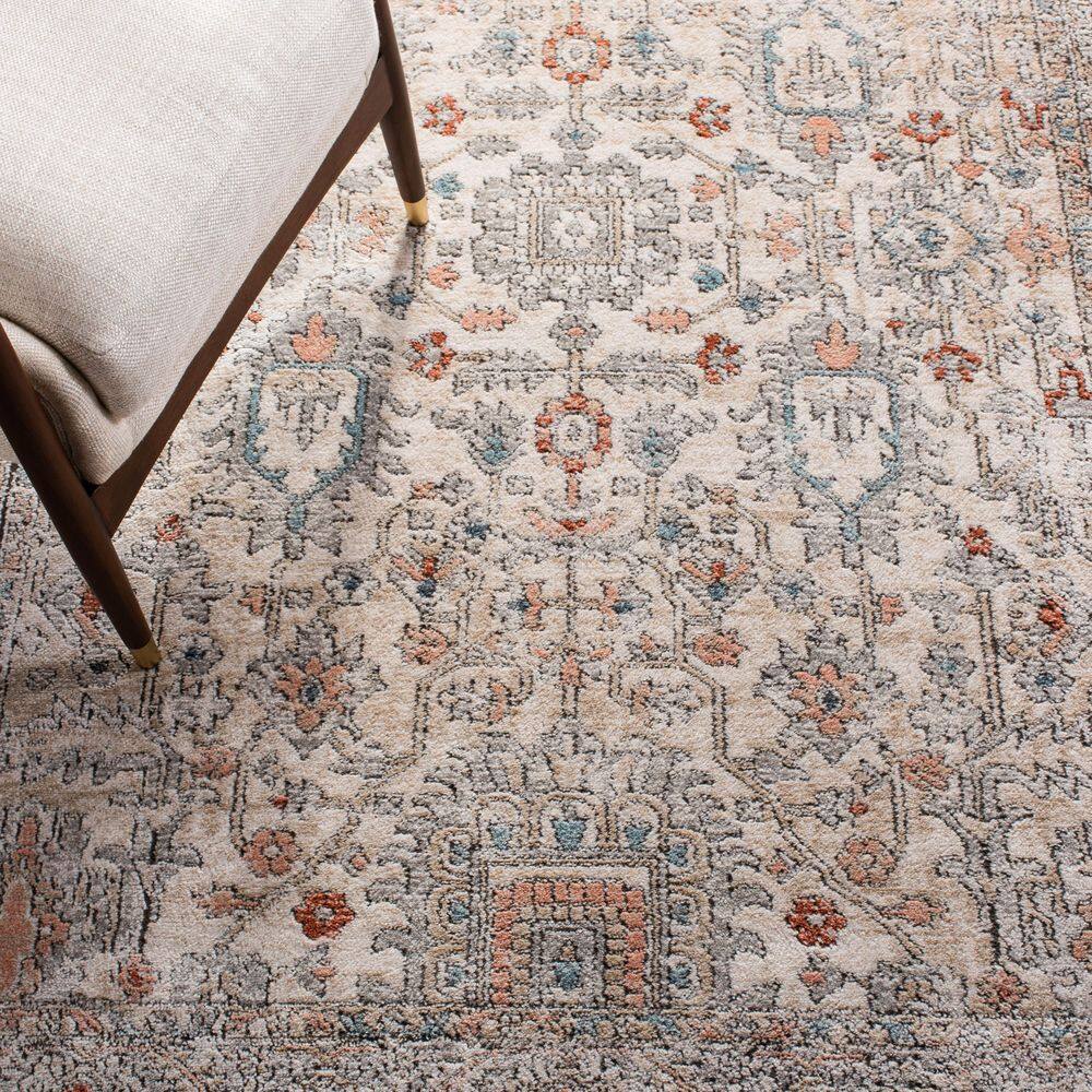 Ivory and Grey Hand-Knotted Synthetic 8' x 10' Area Rug