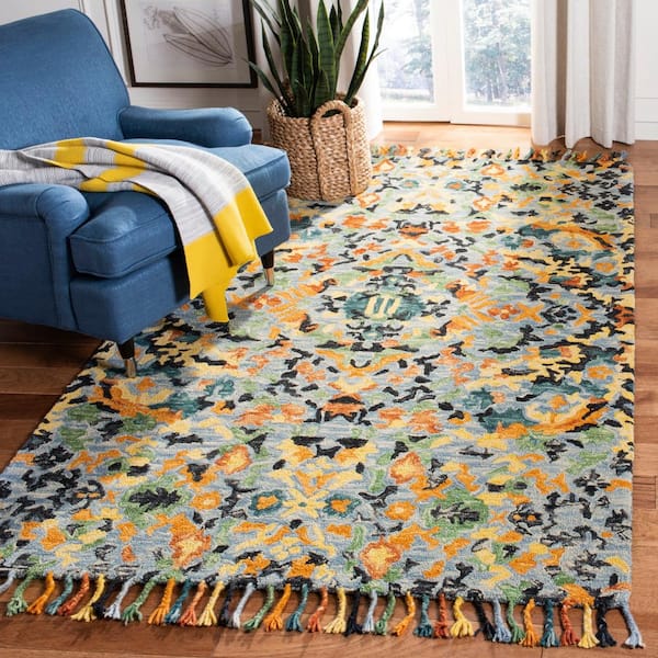 Blossom Blue/Multi 8 ft. x 8 ft. Square Floral Diamond Area Rug