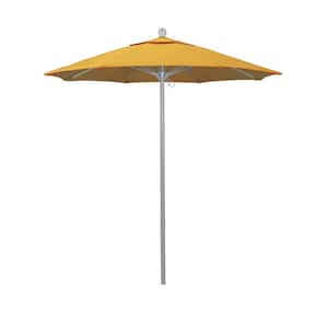7.5 ft. Gray Woodgrain Aluminum Commercial Market Patio Umbrella Fiberglass Ribs and Push Lift in Yellow Pacifica