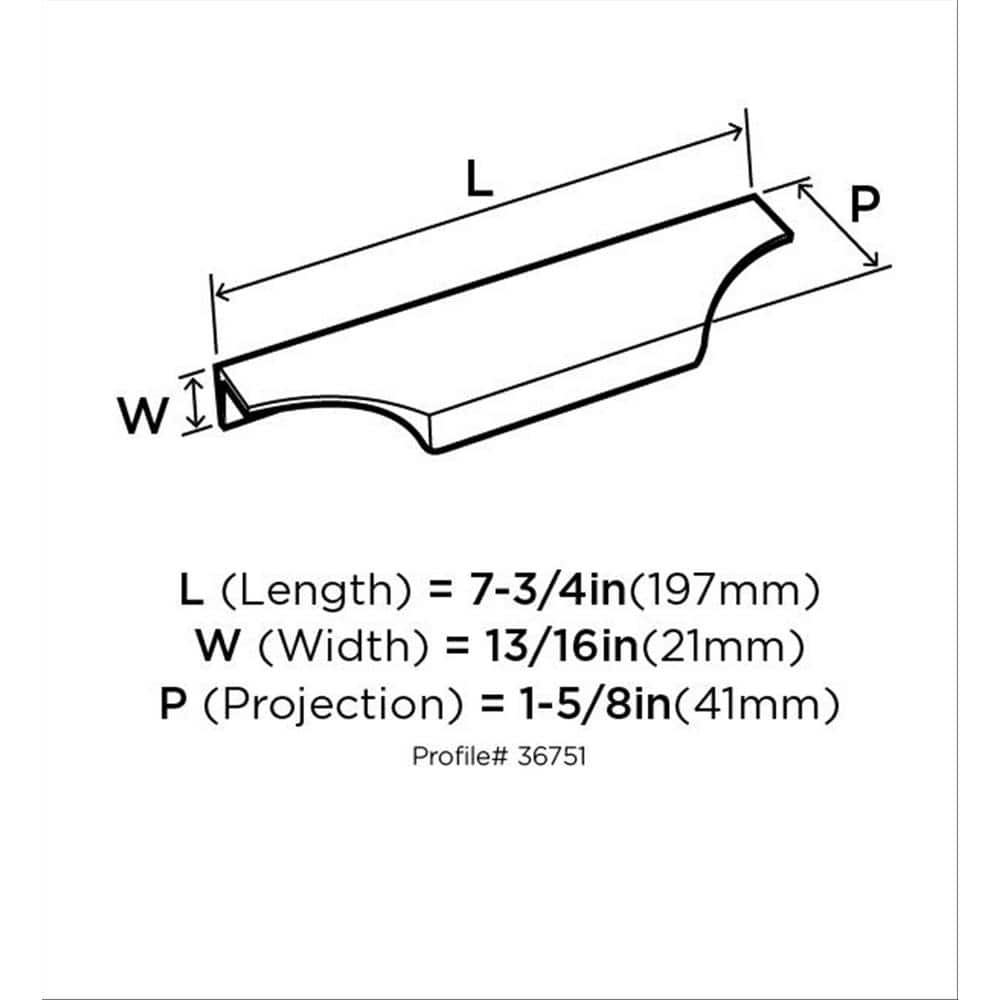 Polished Chrome Modern Cabinet Edge Pull with Mounting Hardware