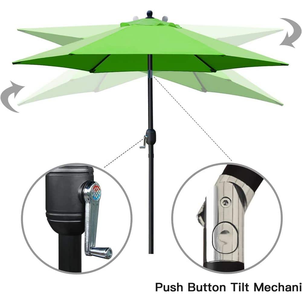 7.5 ft Grass Green Aluminum Market Patio Umbrella with Stand