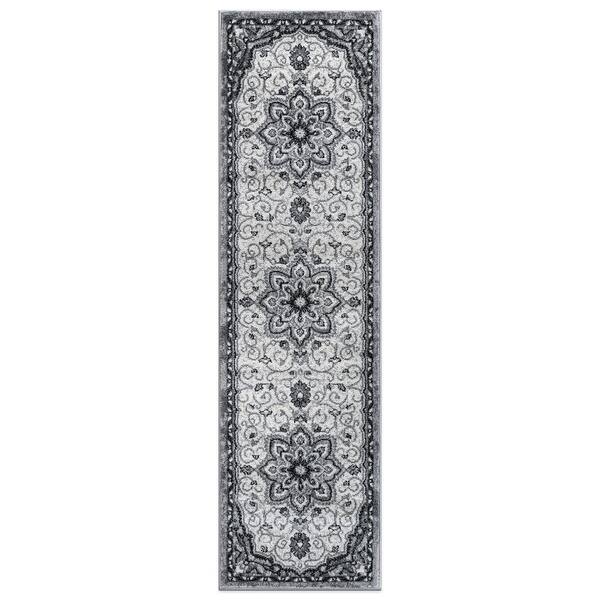 Traditional Medallion 2 ft. x 7 ft. Runner Rug Gray