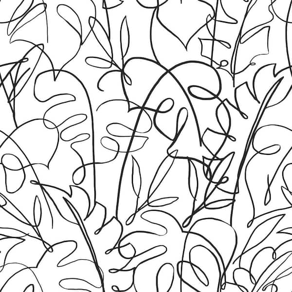 RoomMates 28.29 sq. ft. Tamara Day Tropical Signature Black Peel and Stick Wallpaper