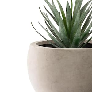20 in. W Round Lightweight Weathered Concrete Metal Planter Pot, Seamless with Drainage Hole for Home and Garden