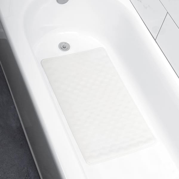 15.5 in. x 27.5 in. Rubber Bath Mat in White