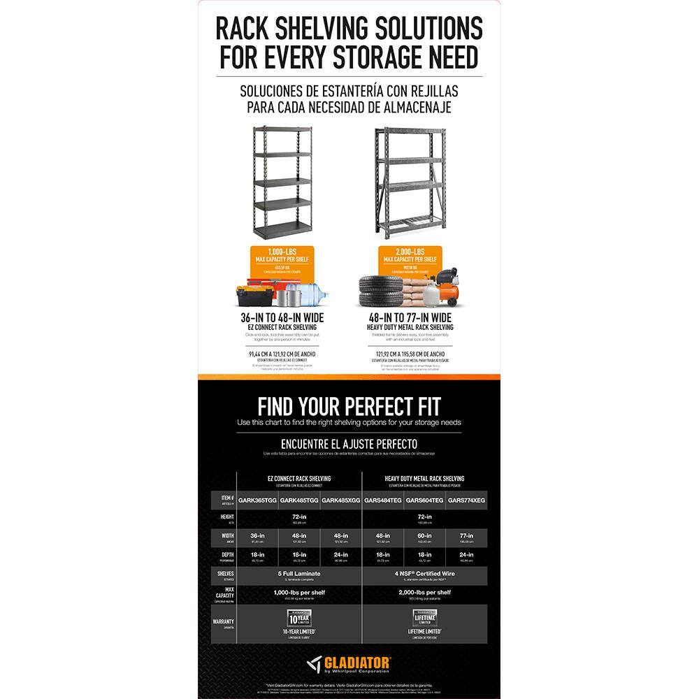 Buy 5Tier Steel Garage Storage Shelving Unit with EZ Connect (48 in. W