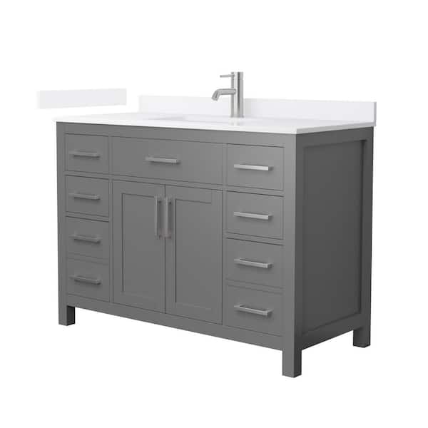 Wyndham Collection Beckett 48 in. Single Freestanding Dark Gray Bath Vanity with White Quartz Top (Assembled)