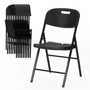 Durable Sturdy Plastic Folding Chair 650lb Capacity for Event Office Wedding Party Picnic Kitchen Dining,Black,Set of 10
