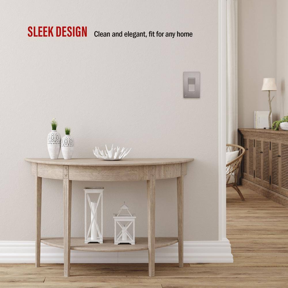 Brushed Nickel Screwless 1-Gang Decorator Wall Plate