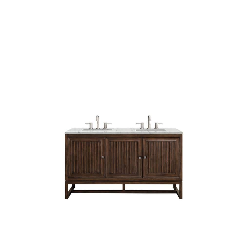 Athens 60 in. W x 23.5 in. D x 34.5 in. H Double Vanity in Mid Century Acacia with Eternal Jasmine Quartz Top price history on PriceWatchPro