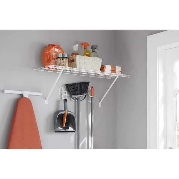 Everbilt - 48 in. W to 48.82 in. W x 12 in. White Fixed Mount Shelf Kit Adjustable Wire Closet System