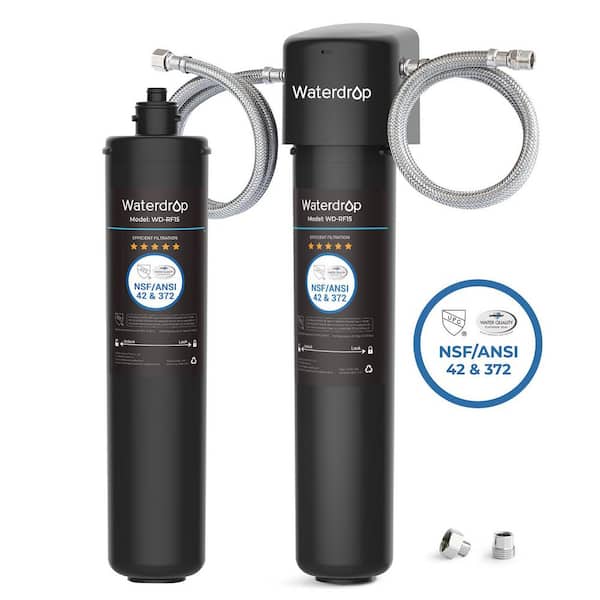 15UA Under Sink Water, Under Counter Filter System, Reduces Lead, Chlorine, NSF/ANSI, Extra RF15 Replacement Filter