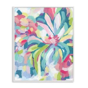Modern Bold Flower Strokes by June Erica Vess White Framed Abstract Giclee Art Print 20 in. x 16 in.