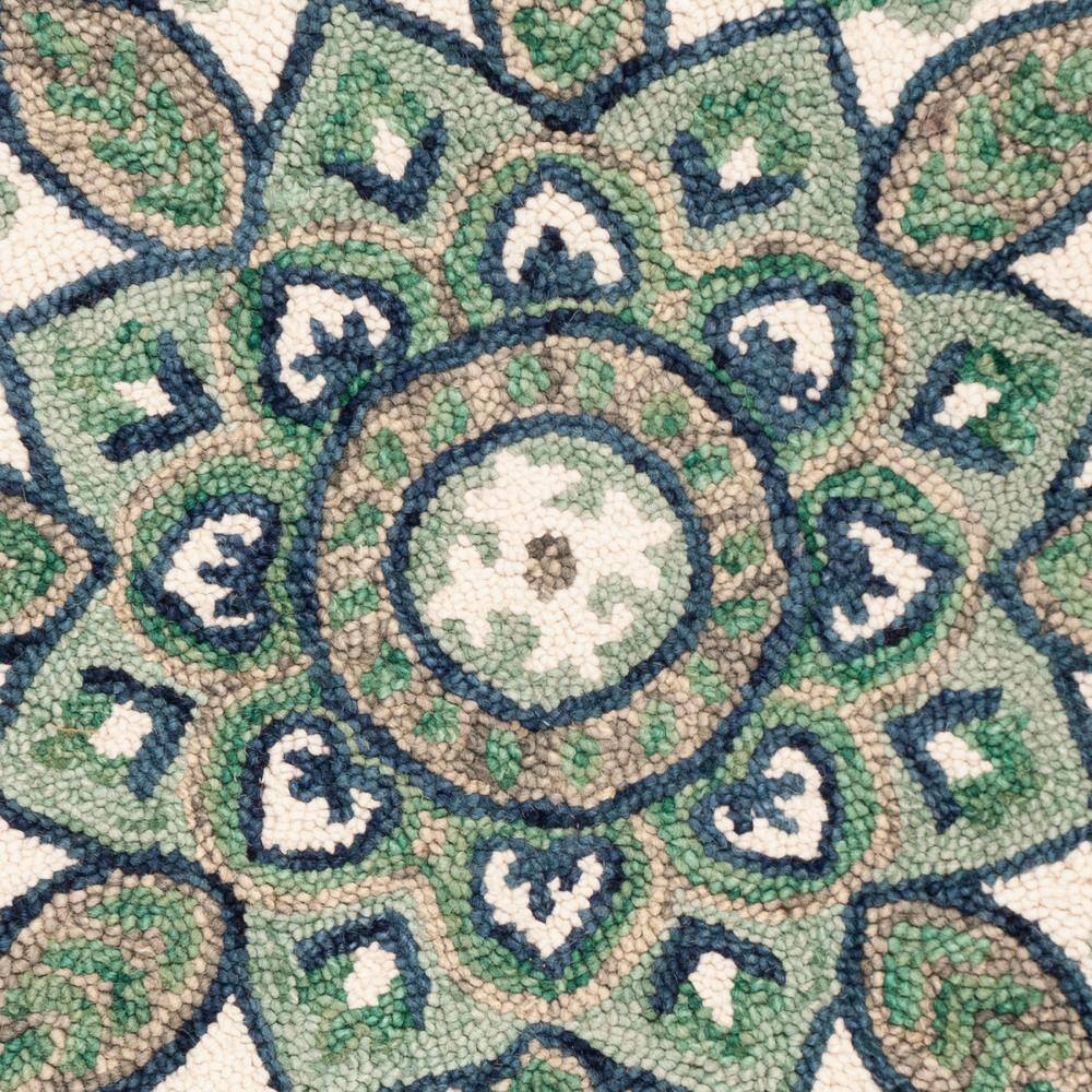 Handmade Floral Bliss Round Blue Wool Area Rug - 47"