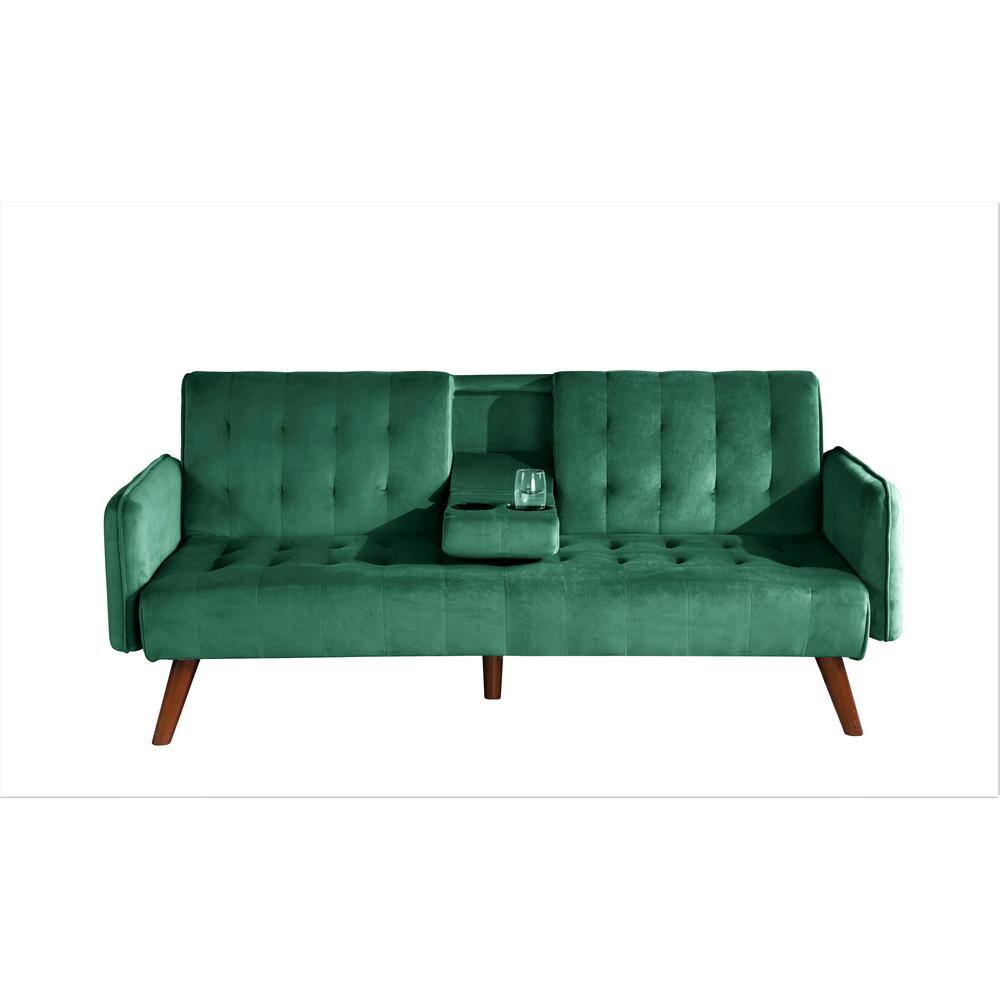 US Pride Furniture Payne 72 in. Rose Fabric 2-Seater Twin Sleeper Convertible Sofa Bed with Tapered Legs, Green -  SB9056-H1