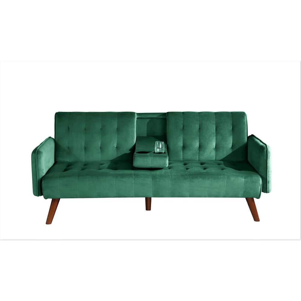 US Pride Furniture Payne 72 in. Green Fabric 2-Seater Twin Sleeper Convertible Sofa Bed with Tapered Legs -  SB9056-H2
