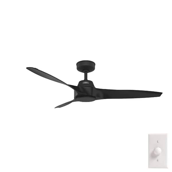 Hunter Mosley 52 in. Ceiling Fan Matte Black Indoor/Outdoor with Wall Control Included For Patios or Bedrooms