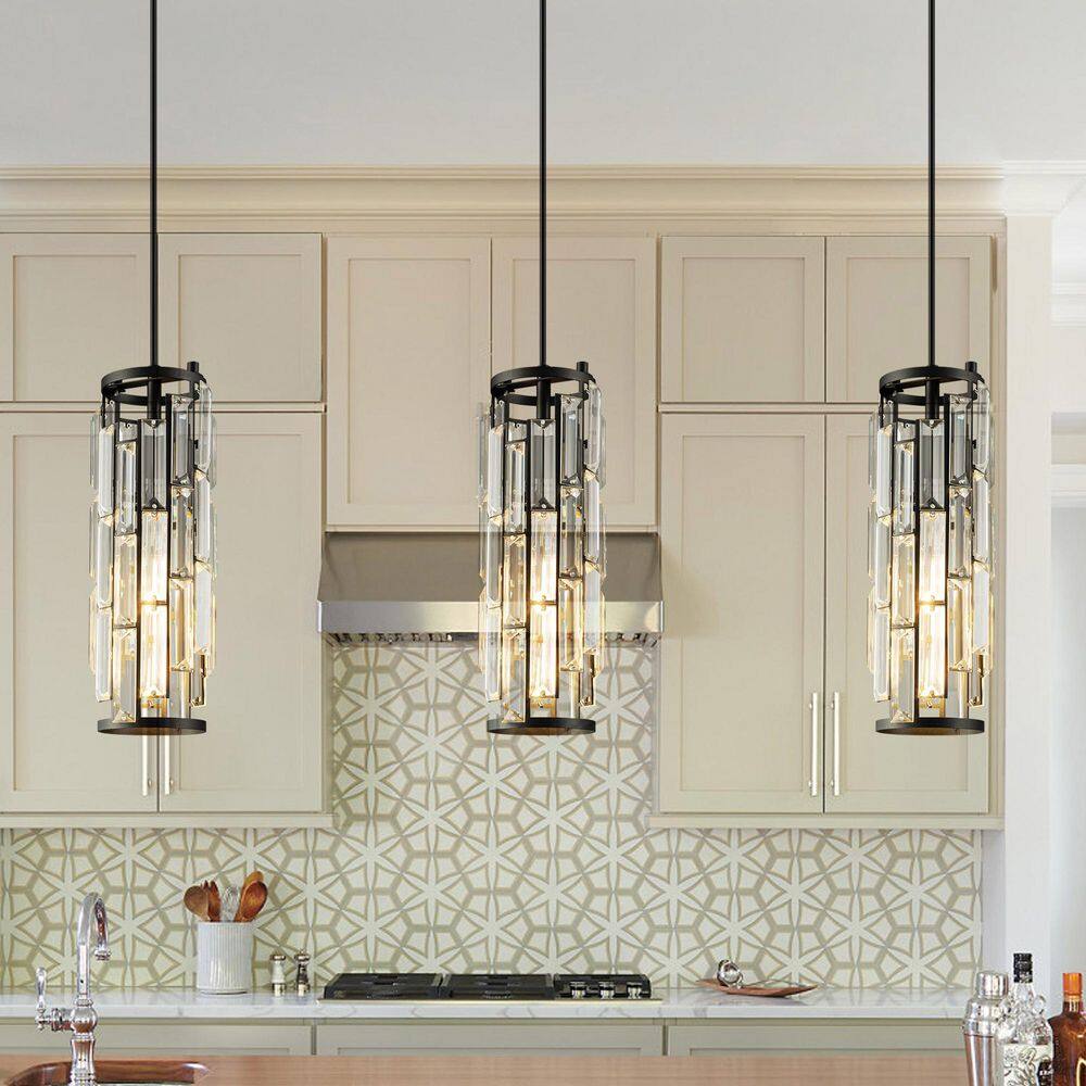 Home Lighting 60W 1-Light Black Modern Crystal Pendant Light Adjustable for Kitchen Island, 3Pack price history on PriceWatchPro