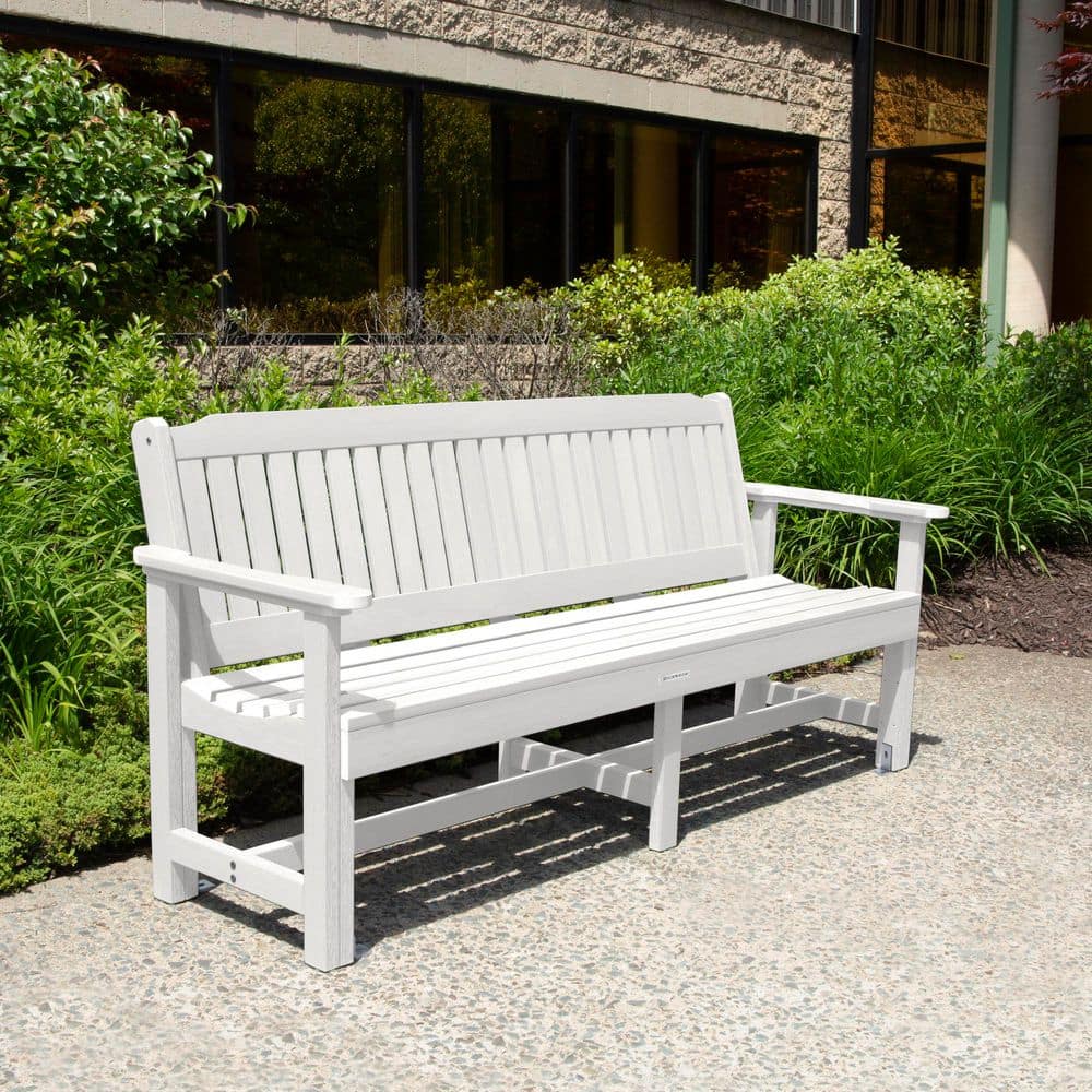 Highwood Exeter 77 in. 3-Person White Plastic Outdoor Bench CM