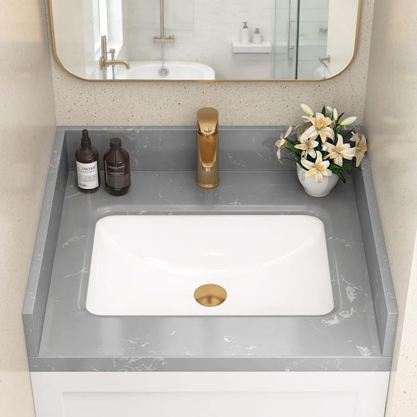 Getpro 21 in. W x 4 in. H Cultured Stone Vanity Sidesplash in Gray