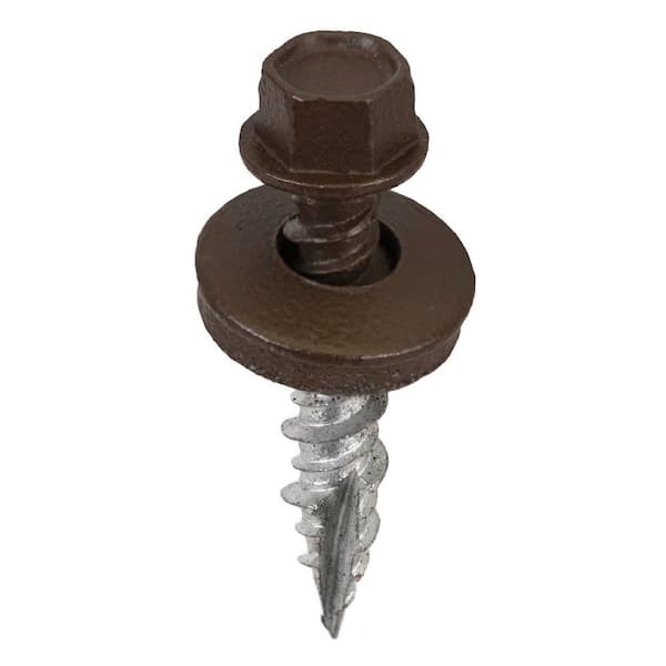 #9 x 1 in. 1/4 in. Hex Head Metal to Wood Screws in Burnished Slate (Bag of 250)