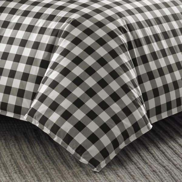 Eddie Bauer Mountain Plaid 3-Piece Black Cotton King Comforter Set