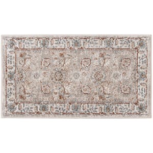 Reynell Gray  Doormat 2 ft. x 3 ft. Floral Area Rug