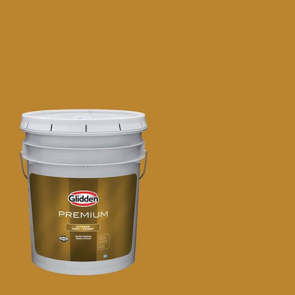 Glidden Premium 5 gal. Gothic Gold PPG1208-7 Semi-Gloss Exterior Latex Paint