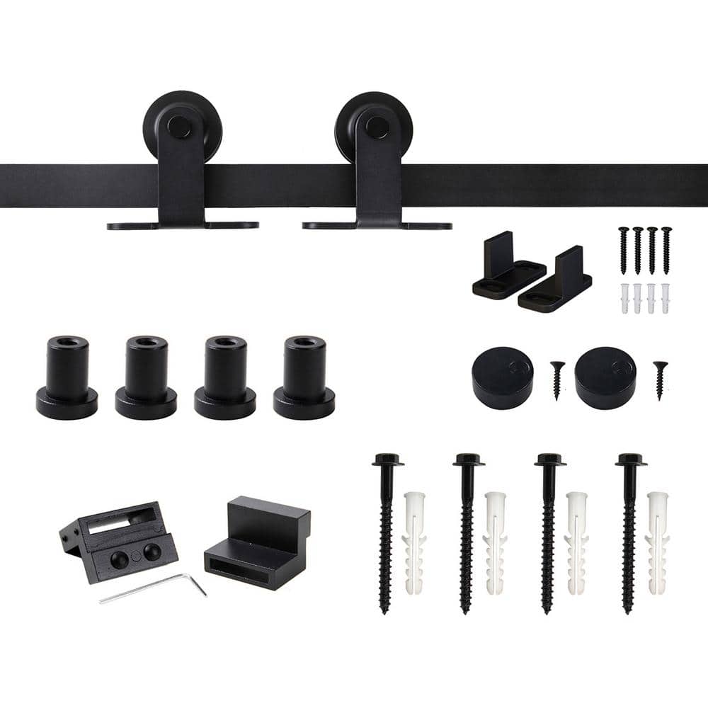 5 ft./60 in. Top Mount Sliding Barn Door Hardware Track Kit for Single Door with Non-Routed Floor Guide Frosted Black price history on PriceWatchPro