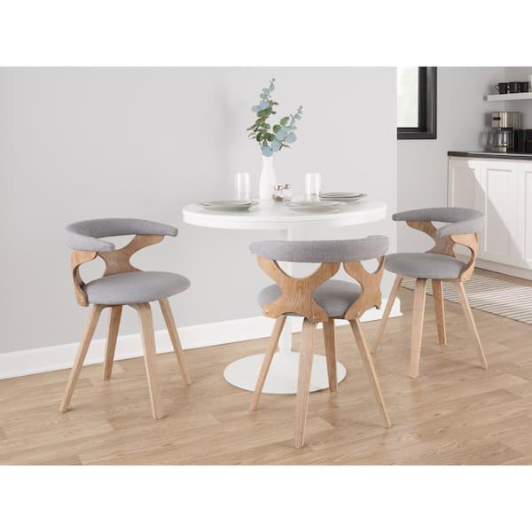 Gardenia White Washed Wood and Grey Fabric Side Chair with Swivel
