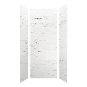 Saramar 36 in. W x 96 in. H x 36 in. D 3-Piece Glue to Wall Alcove Shower Wall Kit in. White Venito Velvet