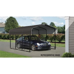 10 ft. W x 29 ft. D x 7 ft. H Charcoal Galvanized Steel Carport, Car Canopy and Shelter
