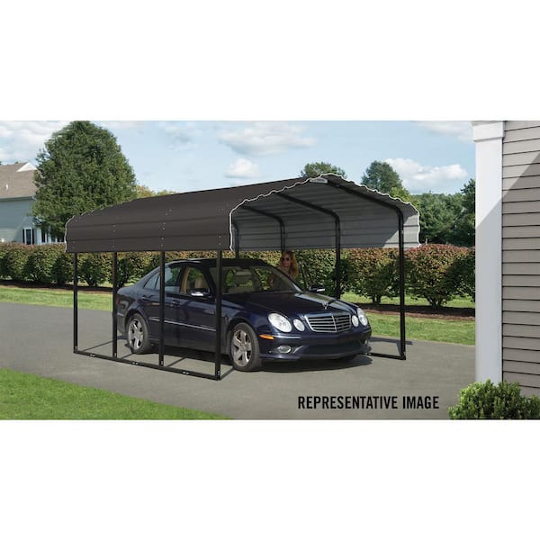 Arrow 10 ft. W x 29 ft. D x 7 ft. H Charcoal Galvanized Steel Carport, Car Canopy and Shelter