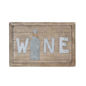 Wine Wood and Galvanized Metal Decorative Sign