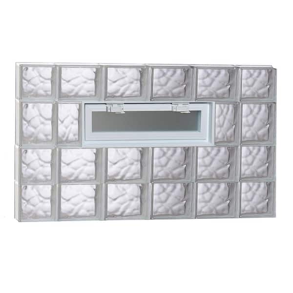 Clearly Secure 42.5 in. x 25 in. x 3.125 in. Frameless Wave Pattern Vented Glass Block Window