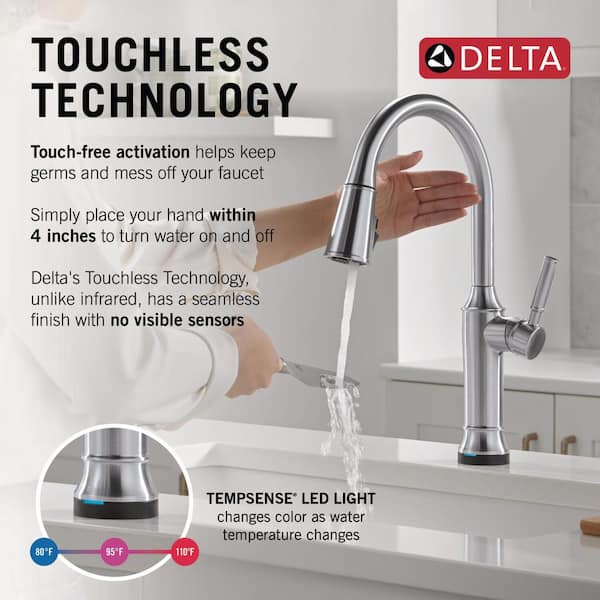 Renaldi Touch2O with Touchless Technology Single Handle Pull Down Sprayer Kitchen Faucet in Lumicoat Arctic Stainless