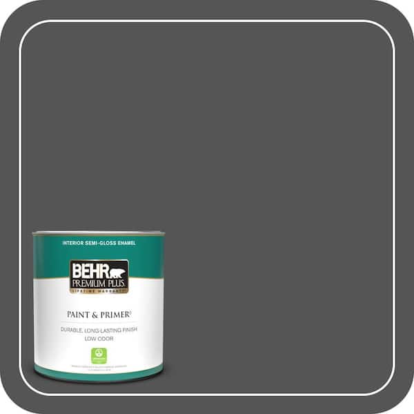 BEHR PREMIUM PLUS 1 qt. #PPU25-01 Carbon Copy Semi-Gloss Enamel Low Odor Interior Paint & Primer