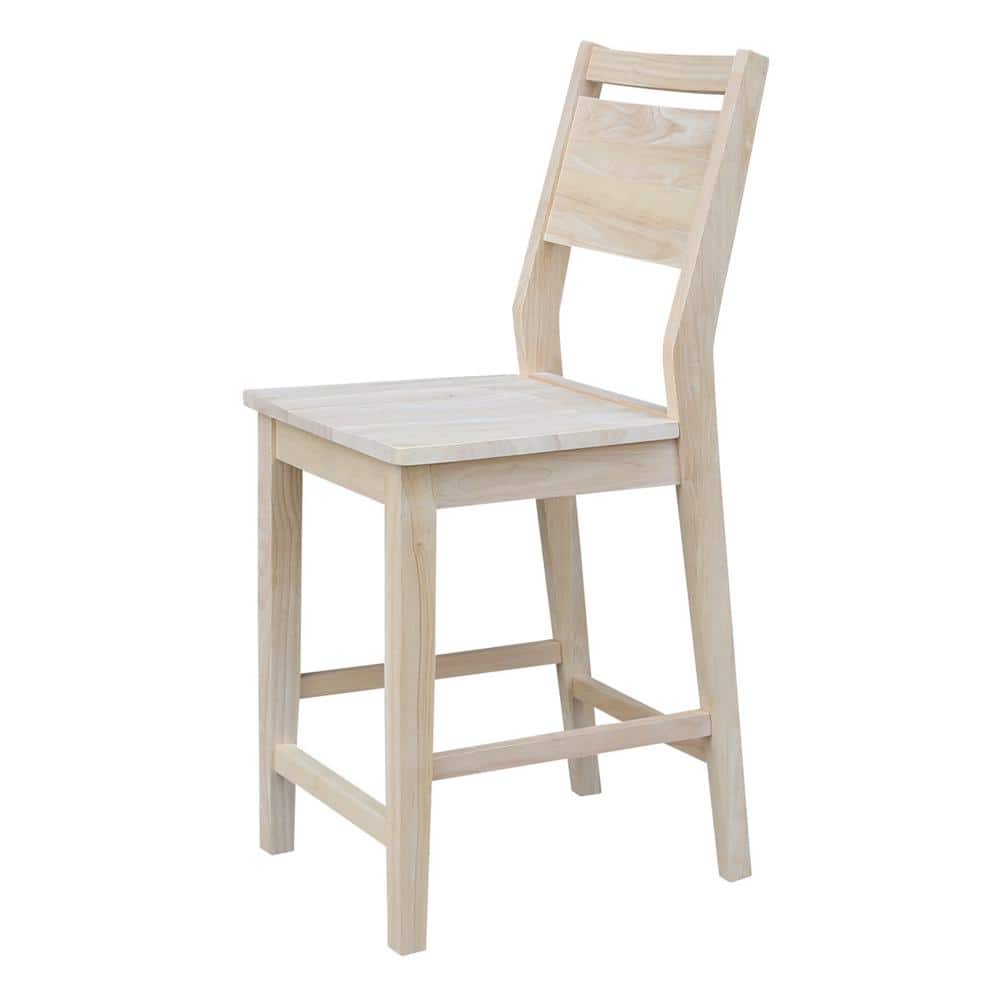 Coastal Farmhouse 24" Saddle Seat Solid Wood Stool in Natural Brown