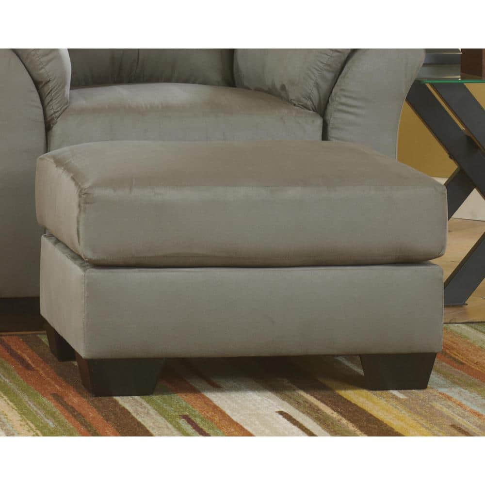 Contemporary Darcy 31" Gray Microfiber Ottoman