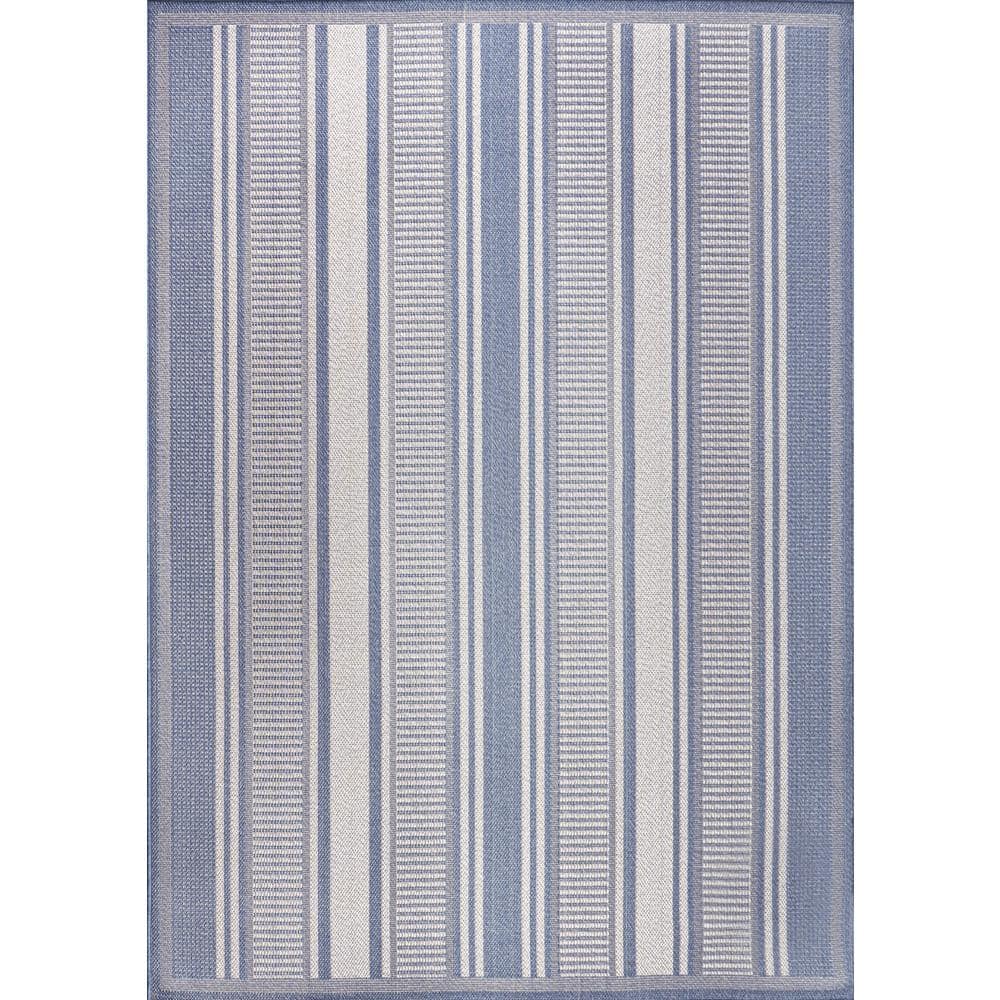 Haynes Modern Double Stripe 8' x 10' Blue/Light Gray Area Rug