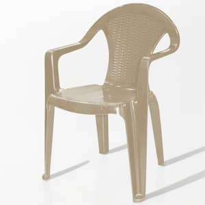 Stackable Plastic Patio Dining Chairs in Taupe Color (4-Pack)