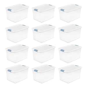 64 qt. Plastic Latching Storage Box Containers in Clear, 12-Pack