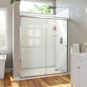 Alliance Pro HV 60 in. W x 70.5 in. H Sliding Semi Frameless Shower Door in Chrome Finish with Clear Glass