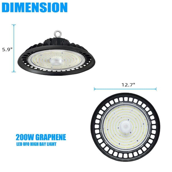 Innoled Hurricane UFO 1.3 ft. 750-Watt Equivalent Integrated LED Black High Bay Light