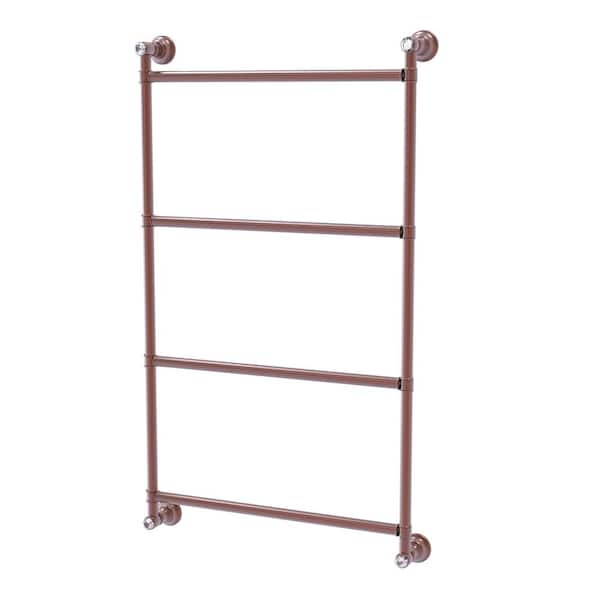Allied Brass Carolina Crystal 30 in. 4-Tier Ladder Towel Rack Bar in Antique Copper