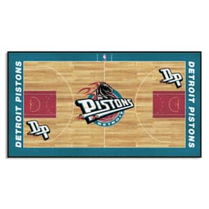 NBA Retro Detroit Pistons Teal 2 ft. x 4 ft. Court Area Rug
