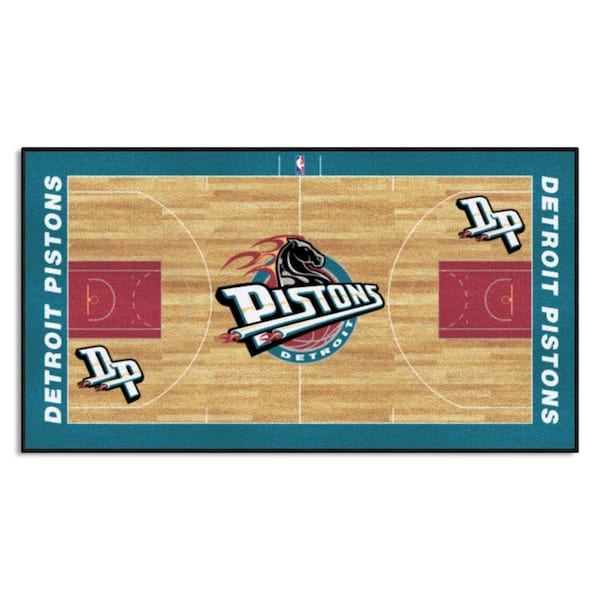 FANMATS NBA Retro Detroit Pistons Teal 2 ft. x 4 ft. Court Area Rug