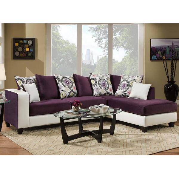Flash Furniture Riverstone Implosion Purple Velvet Sectional