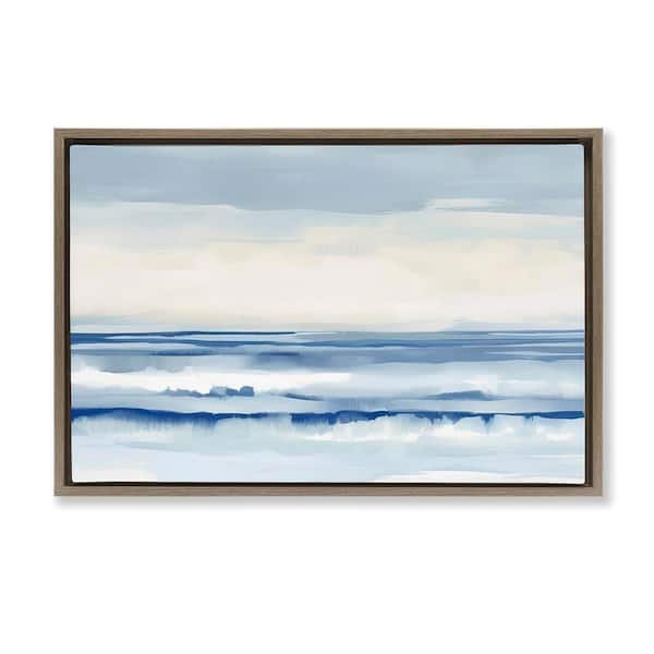 Stupell Industries Abstract Layered Beach Waves by Irena Orlov Brown Floater Frame Abstract Graphic Art Print 21 in. x 31 in.